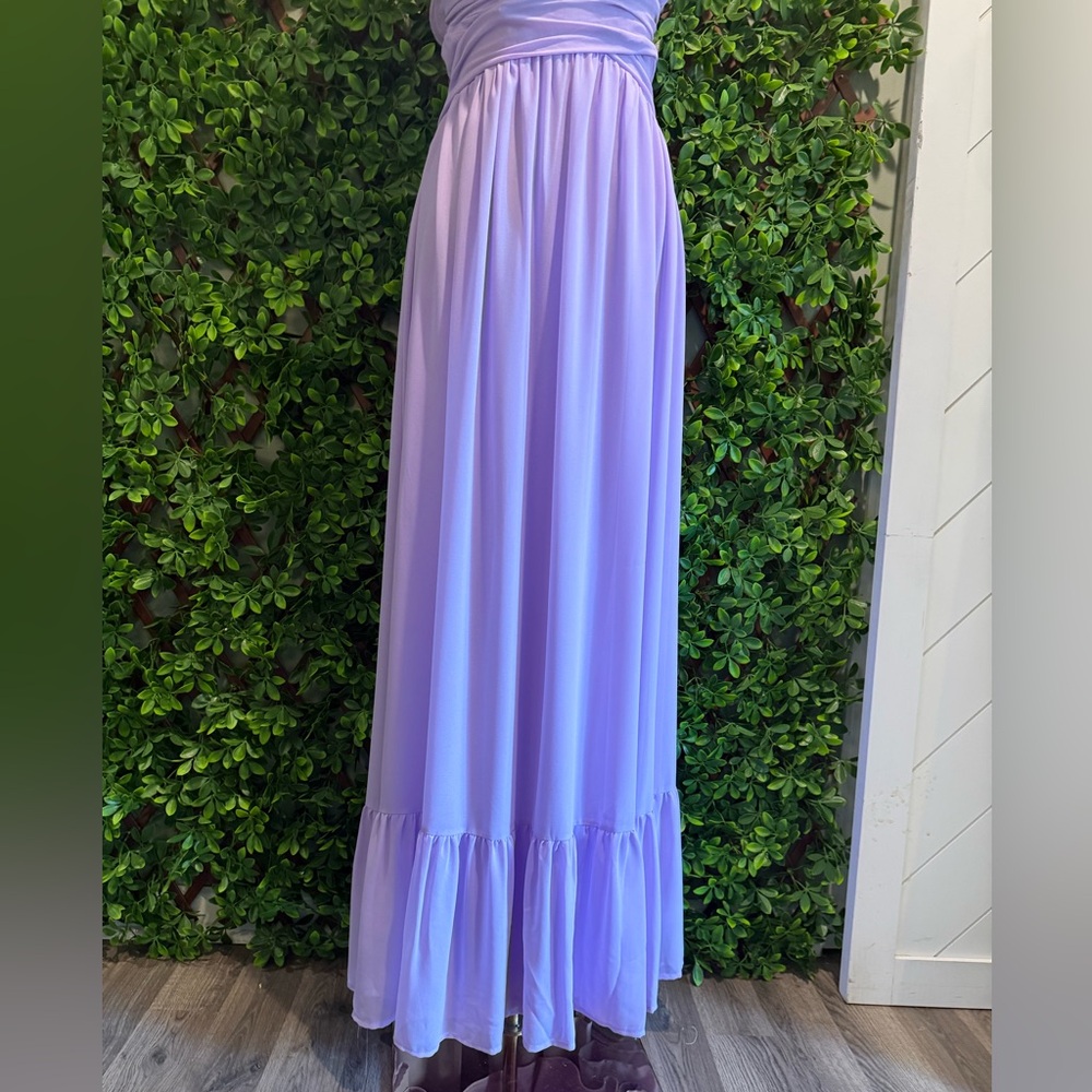 NWT- Soiree Celebration Purple Ruffled Lace-Up Dress - Picture 7 of 16
